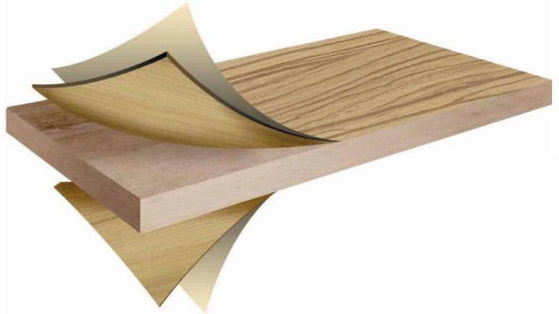 Ván gỗ ghép phủ veneer có 3 phần chính gồm phần lõi, lớp keo dính và lớp phủ veneer trên bề mặt